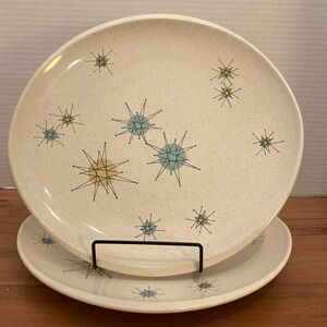 2 Franciscan Starburst Dinner Plates Mid Century Modern Vintage